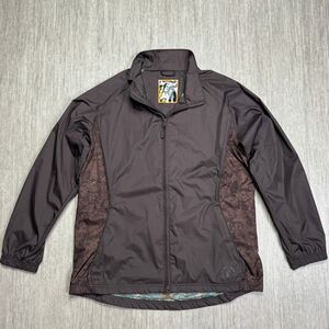 Forrester's Golf Jacket Womens L Brown Full Zip Stormtex Lined Oriental Design